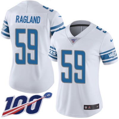 Nike Detroit Lions #59 Reggie Ragland White Women's Stitched NFL 100th Season Vapor Untouchable Limited Jersey